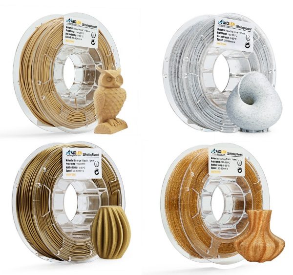 Filament 3d AMOLEN PLA bronze marbre bois shining or impressions