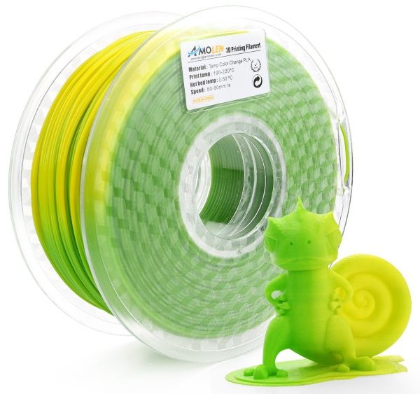 Filament 3d AMOLEN PLA vert jaune bobine