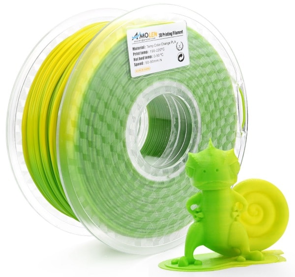 Filament PLA ERYONE en soie bicolore jaune et vert