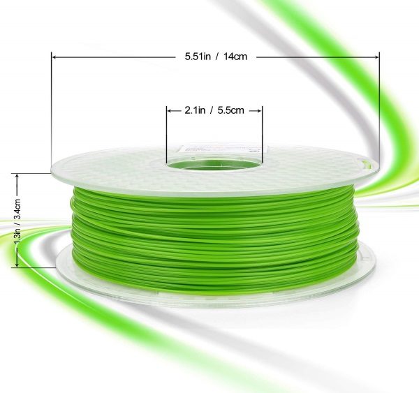 Filament 3d AMOLEN PLA vert jaune dimensions