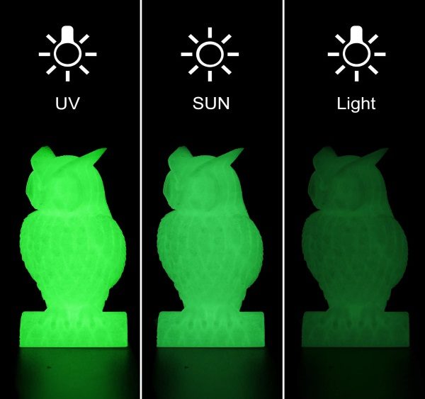 Filament 3d AMOLEN PLA vert phosphorescent éclairage