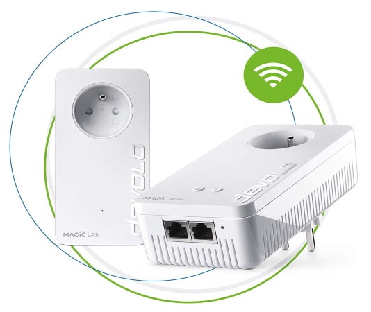 Pack 2 prises adaptateurs cpl 600 mbps plug internet - signal réseau wps,  wlan, rj45 OPTEX Pas Cher 