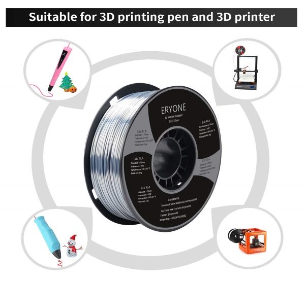 Filament 3d ERYONE PLA soie argent stylo