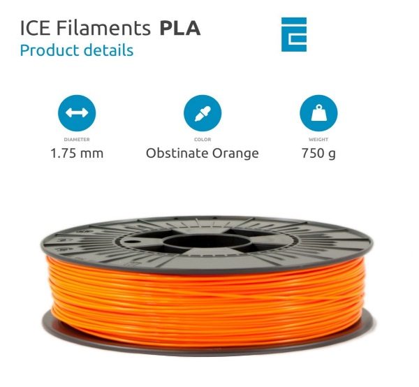 Filament 3d ICE FILAMENTS PLA orange 750g