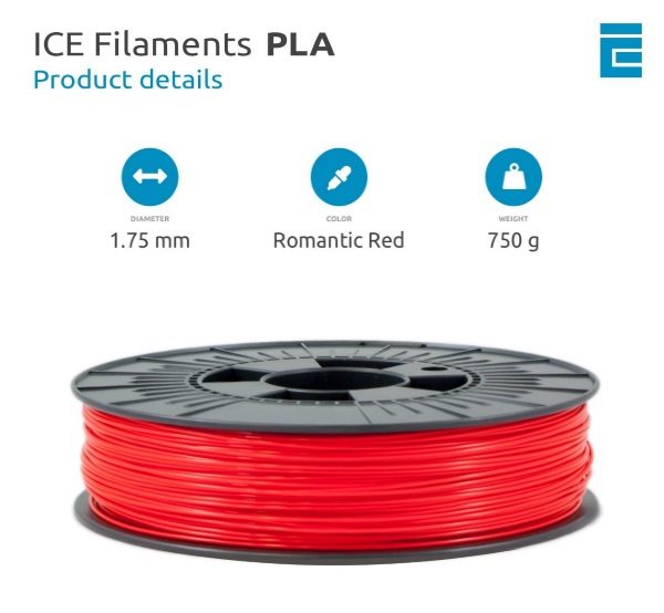 Fil 3d ICE FILAMENTS PLA rouge 750g