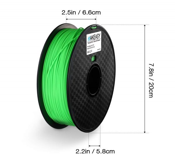 Filament 3d MAKEASY PLA vert dimensions