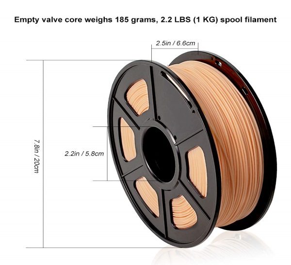 Filament 3d SUNLU PLA peau skin dimensions