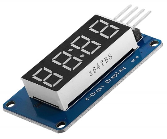 Écran 7 segments arduino à 4 chiffres, pour affichage digital type horloge, doté de 4 digits pilotables en I2C, idéal débutant électronique