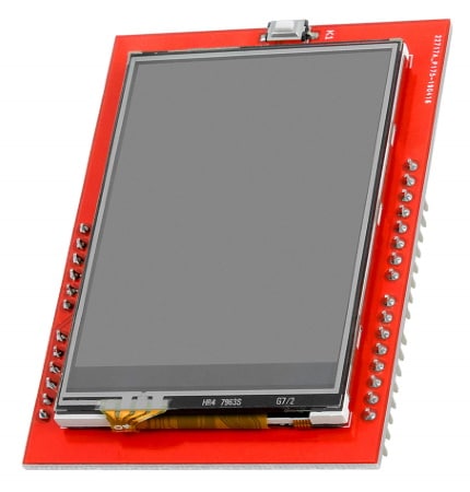 Écran TFT arduino tactile couleur 240x320 pixels et 2.4. pouces, shield uno avec connexion SPI, avec puce affichage ILI9341, idéal pour débuter en élec