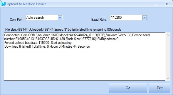 Ecran de transfert programme COM à baud rate 115200 de ordinateur vers écran LCD tactile Nextion 2.4 pouces programmation axiseo