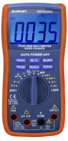 Multimètre Numérique Testeur Electrique Professionnel TRMS MESTEK Courant  Tension AC DC Automatique/Manuelle Ture-RMS Température Résistance Diode  Fréquence Capacité Continuité Diodes : : Bricolage