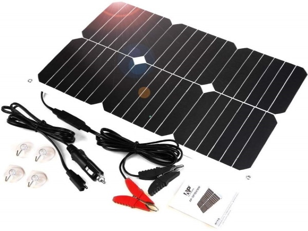 Panneau solaire portable 18V 18W étanche pinces batterie allume cigare automobile top5