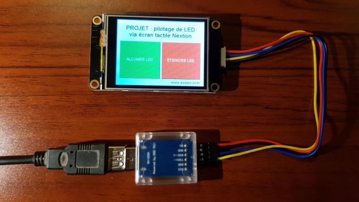 Raccordement convertisseur USB to TTL vers écran lcd tactile nextion interface série prolongateur USB axiseo